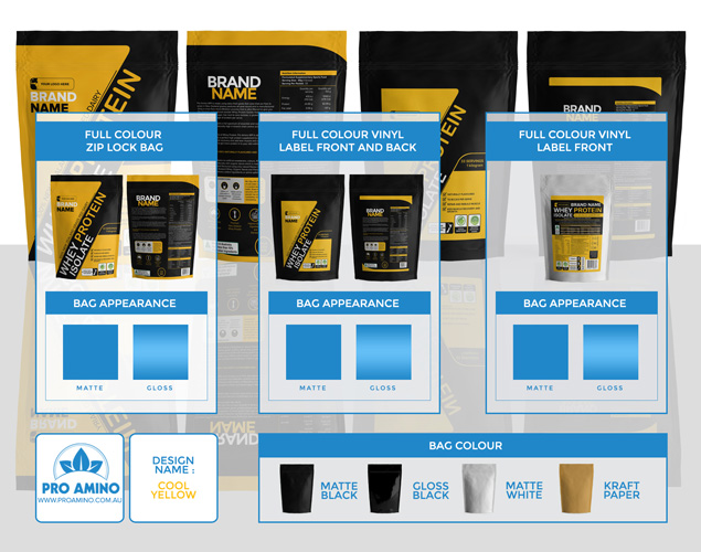 Cool Yellow Protein Powder Packaging Design Template