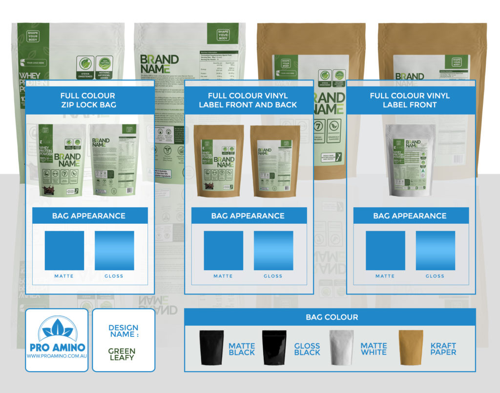 Green Leafy Protein Powder Packaging Design Template